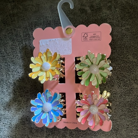 New Sunday State Floral Hair Clips Brand New On Card - Picture 2 of 10